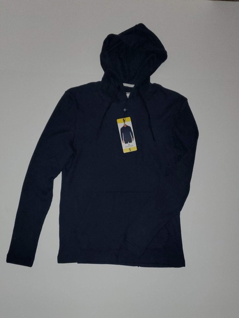 Rainforest Lounge Hoodie Men's Size Small Navy Blue Lightweight Soft Textured